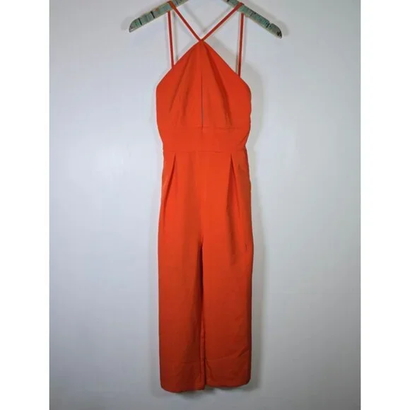 Missguided Orange Halter Jumpsuit - Picture 2 of 10